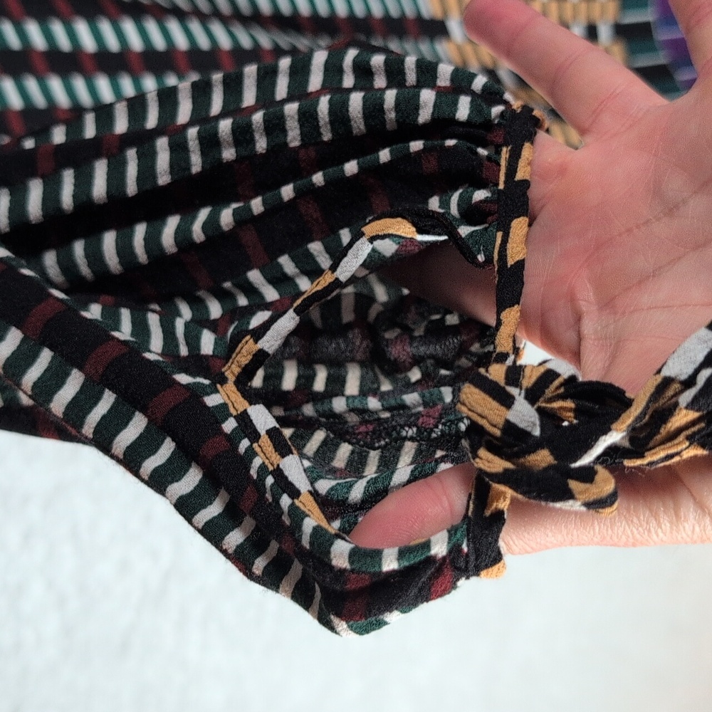 118-Anthropologie Black and Purple‎ Long Sleeve Dress - Picture 8 of 8